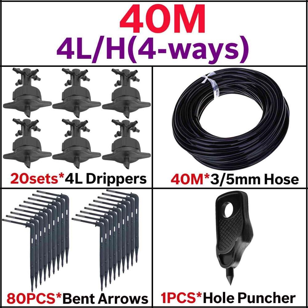 10m/20m/40m sets 4- manieren druppelpijl irrigatie zender druppelaar sproeier irrigatie bewateringssysteem potplanten bloemen: 40m 4l- set