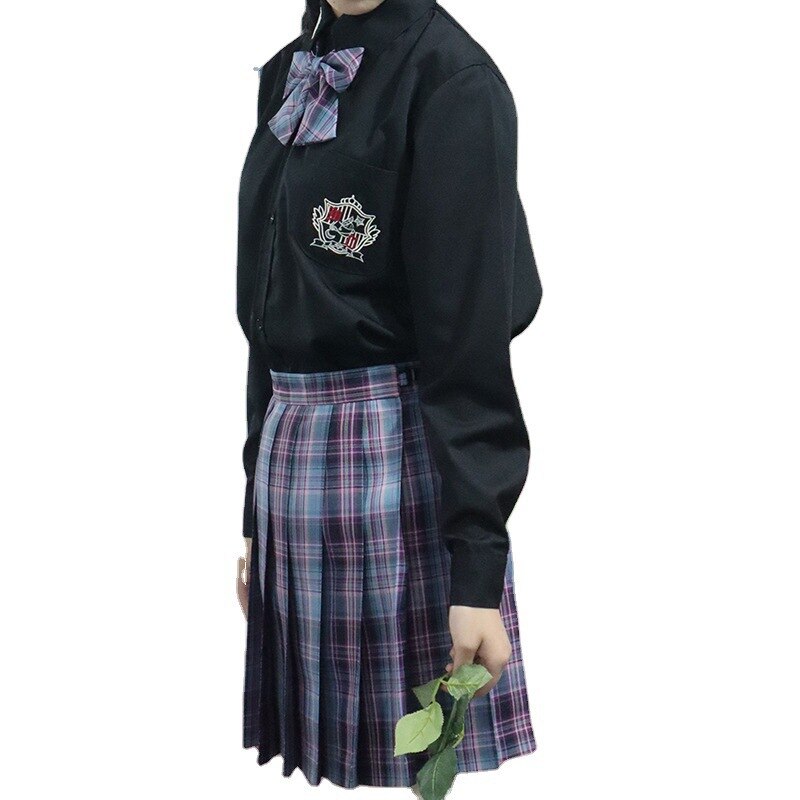 Japanese School Uniform Kansai Suit for Students JK Kawaii Sailor Collar Bow High School Top Long Pleated Skirt Set