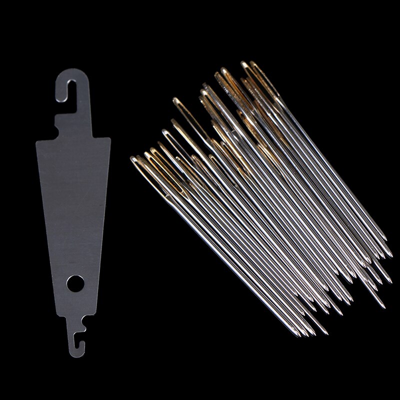 30 unids/set 3,4/3,7/4,1 CM agujas de coser a mano de cuero aguja de oro ojo bordado tapiz hogar lana agujas de coser DIY