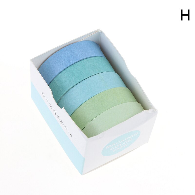 5Rolls/box Solid Color Tape Set Decorative Tape Cute Scrapbooking Adhesive Tape: H