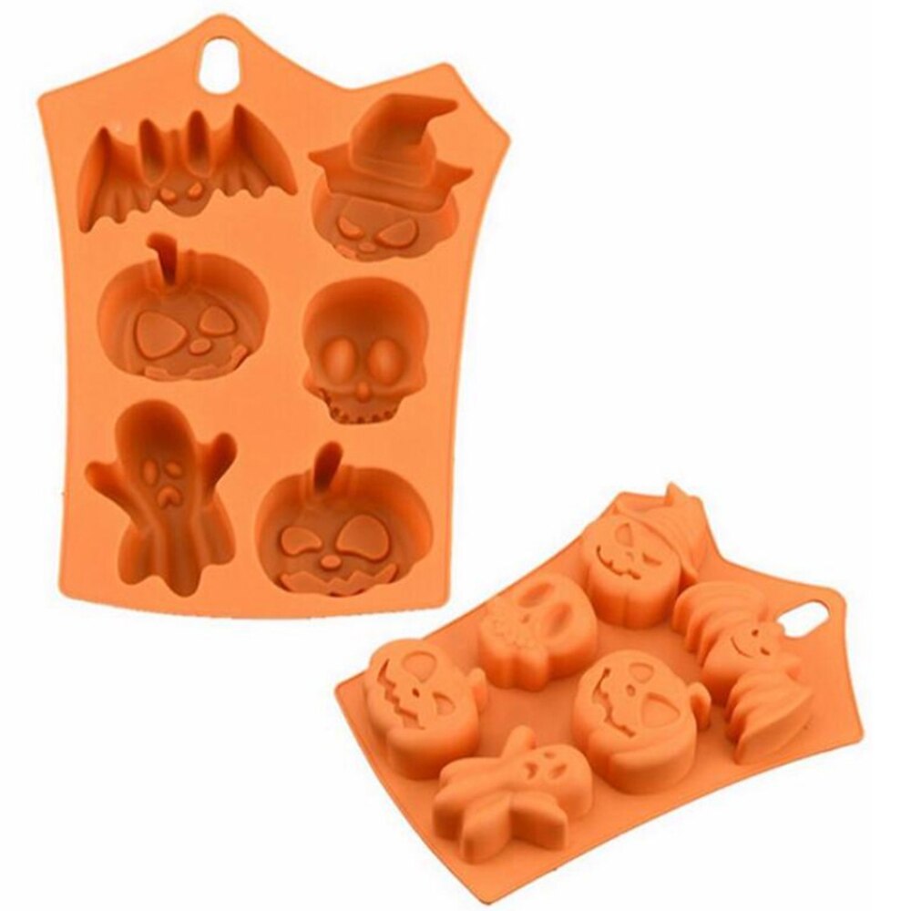 3D Halloween Style Silicone Cake Mold 6 Cavities Pumpkin Ghost Bat Shape Cookies Chocolate Molds DIY Cake Baking Tools