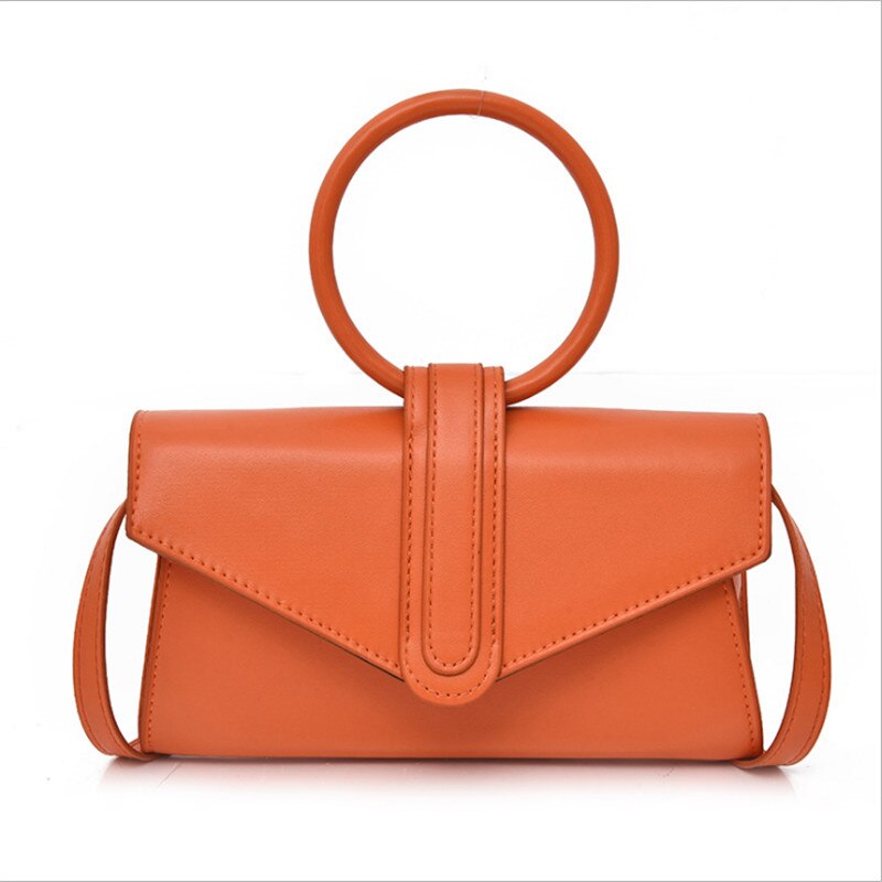 Dames casual pu leren crossbody tas magnetische gesp eenvoudige schoudertas kleine frisse messenger bag dames crossbody tas: Oranje
