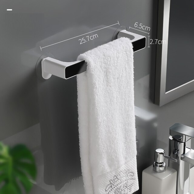 Handdoek Houder Zelfklevende Rack Wall Mounted Handdoeken Hanger Voor Bad Handdoek Bar Plank Rolhouder Opknoping Haak Badkamer organizer: Black Short Holder