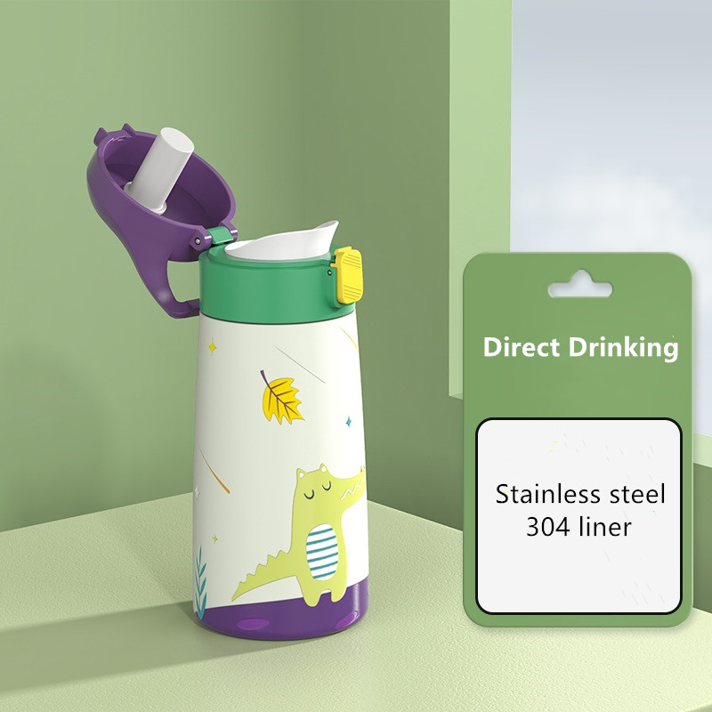 Termo de acero inoxidable con dibujos animados para niños, botella de agua de , 350ml/500ml: 500ml / Morado