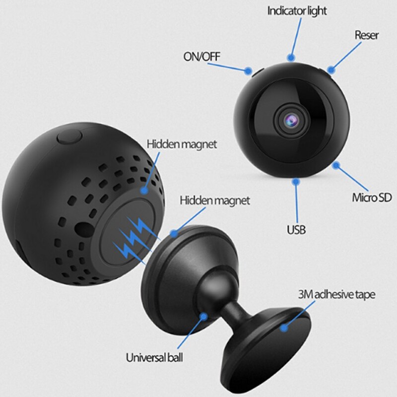 Mini wifi sikkerhedskamera 1080p hd ir nattesyn hjemme ip kamera cctv bevægelsesdetektering babyovervågning