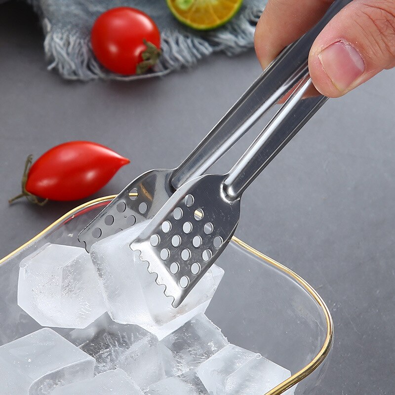 Stainless Steel Heat Resistant Hollow-Out Barbecue Food Tongs Kitchen Food Tong Bread Salad Ice Cube Clip Kitchen Utensils