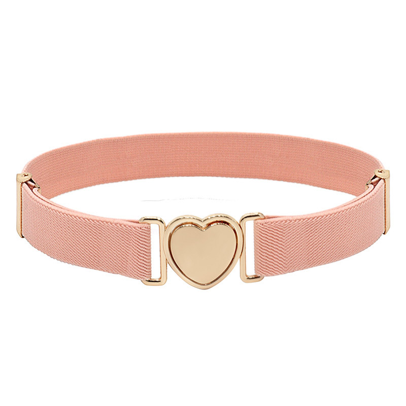 Style Heart Shape Buckle Stretch Belts Children Girls Multicolor Adjustable Elastic Waist Belts with for Dress Pants