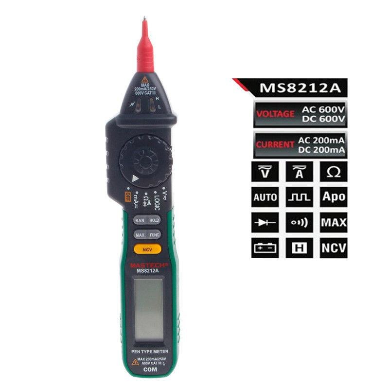 MASTECH Frau8212A Kuli Digital-Multimeter Spannung Strom Tester Diode Logik Nicht-kontaktieren Spannung