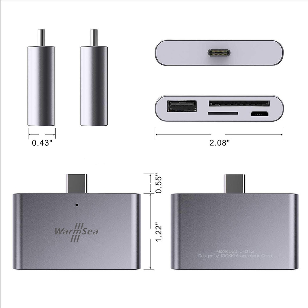 Usb type c kortlæser usb c hub thunderbolt 3 adapter usb-c til usb otg tf sd micro usb til macbook pro samsung  s10 s9 s8 huawei
