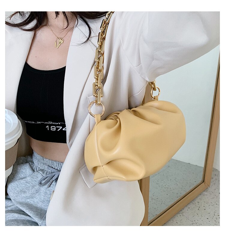 Bolso bandolera Hobos Cloud con cadena gruesa para mujer, Cartera de lujo, novedad,