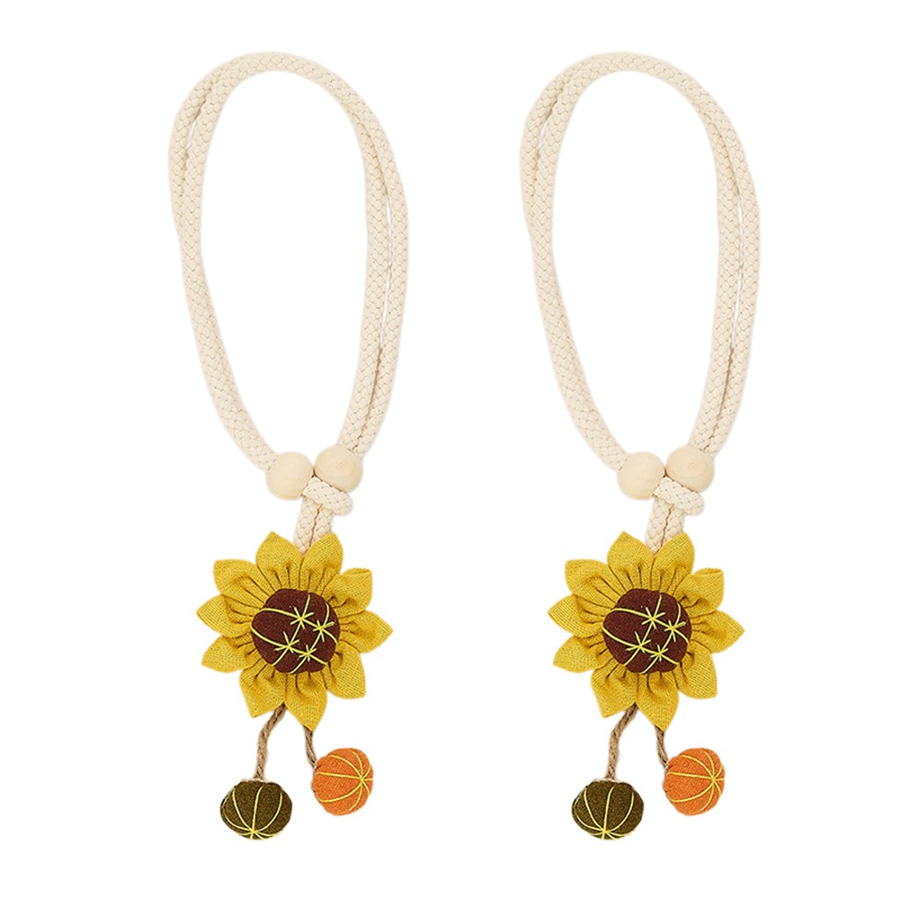 2PCS Adjustable Curtain Tie Sunflower Doll Flower Shape Curtain Rope Holders Cartoon Curtain Buckle Home Decor: WHITE