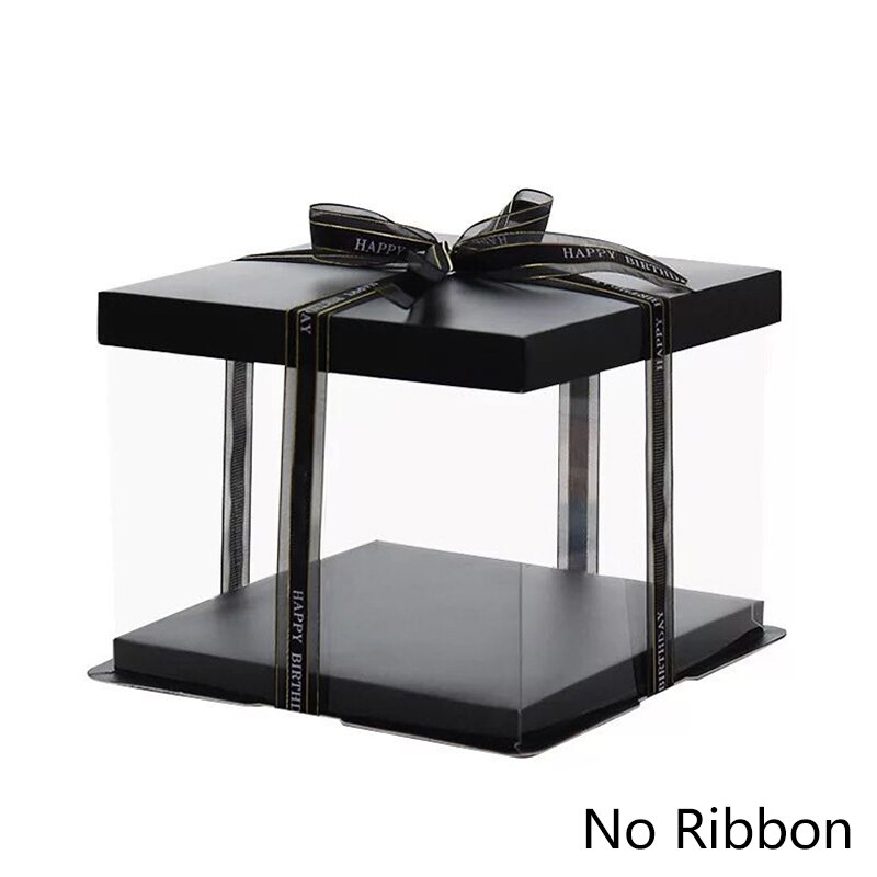 Luxe Transparante Cake Dozen Gebak Extra Grote Verpakking Meerdere Kleur Bakkerij Verjaardag Bruiloft Cake Inpakpapier: black / 17X17X12