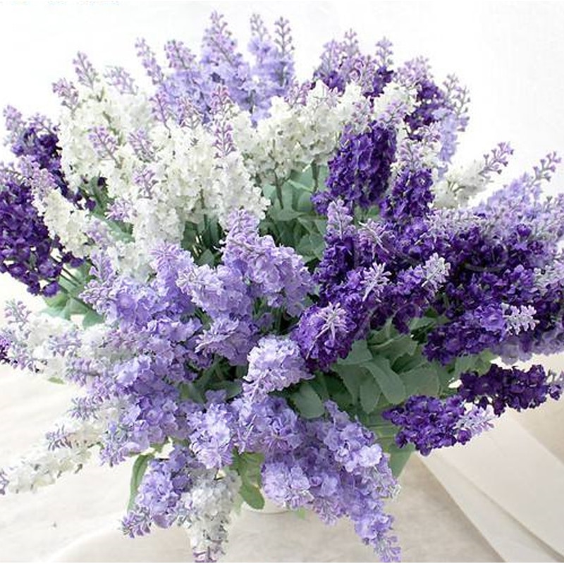 10 stks/partij Romantische Provence Decoratie Lavendel Bloem Zijden Kunstbloemen Graan Decoratieve Simulatie Van Waterplanten