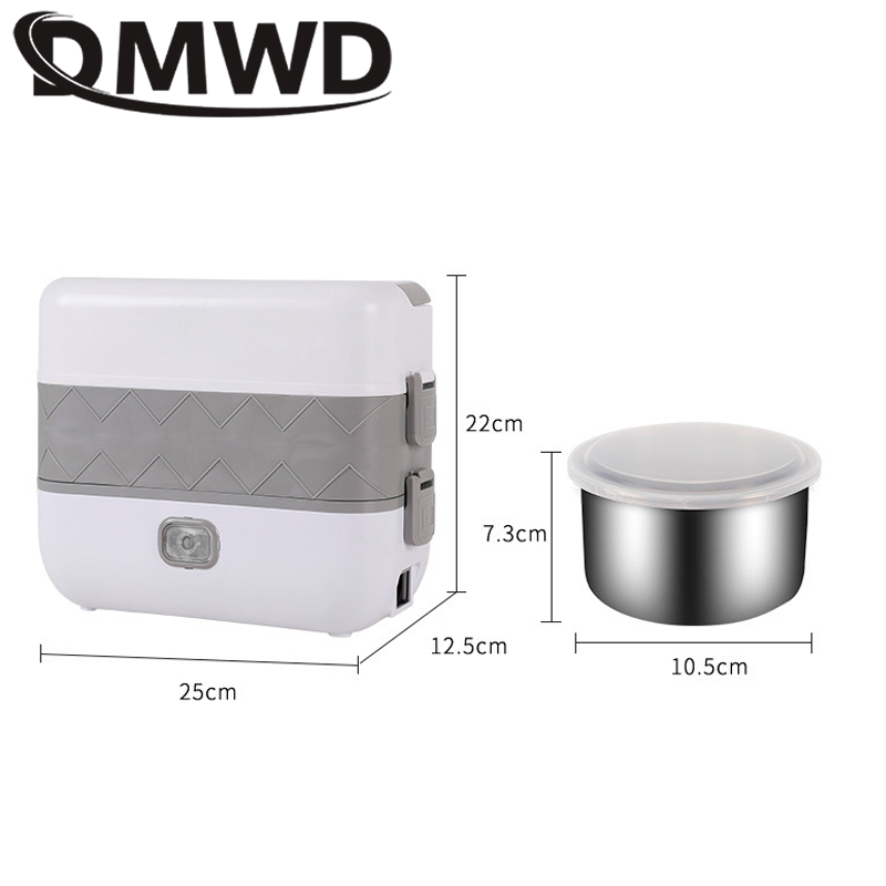 110V/220V Portable Electric Thermal Heating Lunch Box Rice Cooker 2/4 Liner Cooking Pot Stainless Steel Meal Warmer Food Steamer