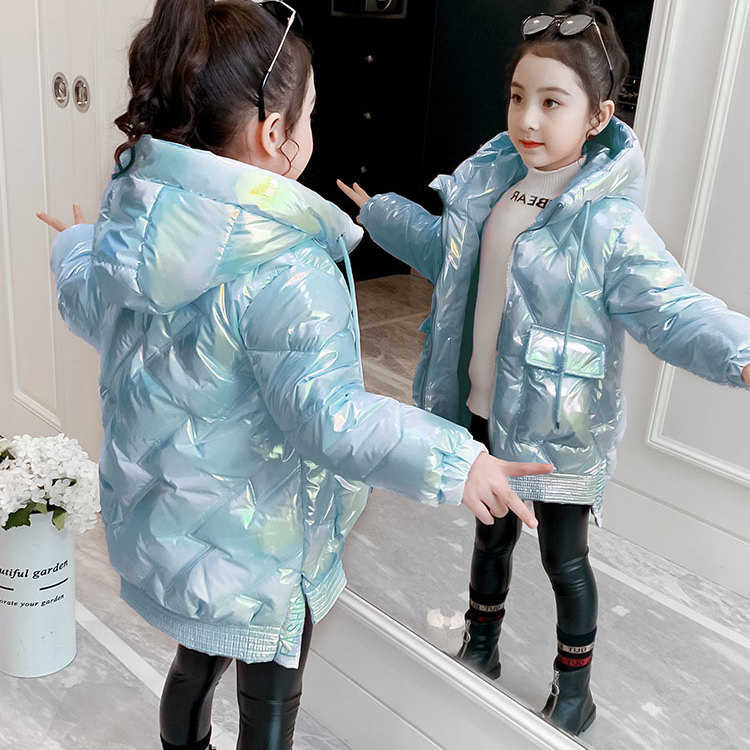 Bambini scuola invernale ragazze abbigliamento per bambini giacca lunga abiti da ragazza cappotto spesso con cappuccio tuta da neve senza lavaggio capispalla cappotto Parka: Blue Waterproof / 160cm