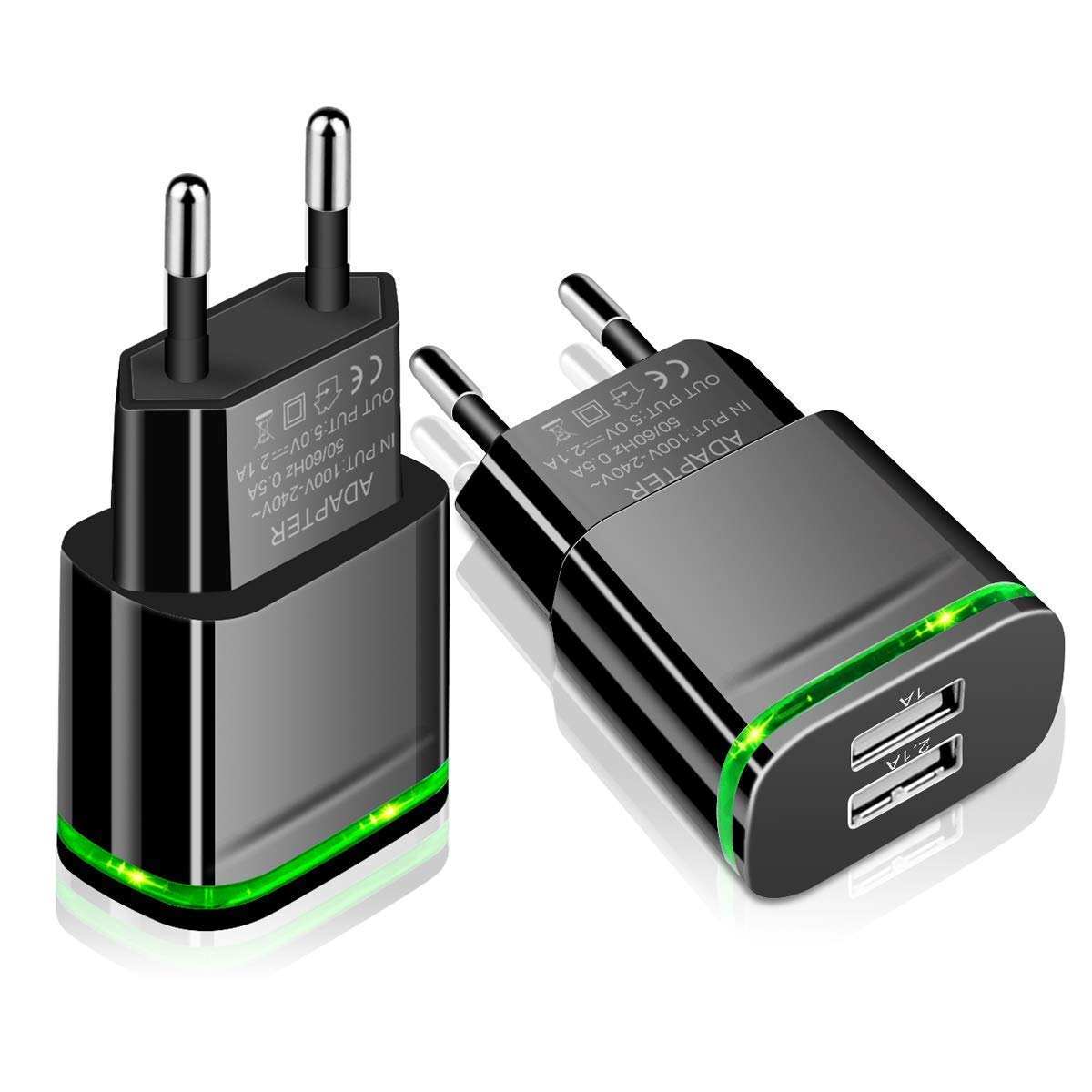 5V 2.1a/1a 2 Ports USB lampe LED verte Prise UE Chargeur Rapide Adaptateur de Câble Pour LG K10 K4 K5 K7 K8 Q6 X puissance K220DS G4 G5