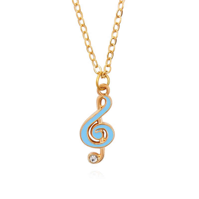 Musiknoten-anhänger-halskette, musiksymbol, schwarz, blau, pink, schicke violinschlüssel-halskette, choker, schmuckstück, damen-musik: Stil 1