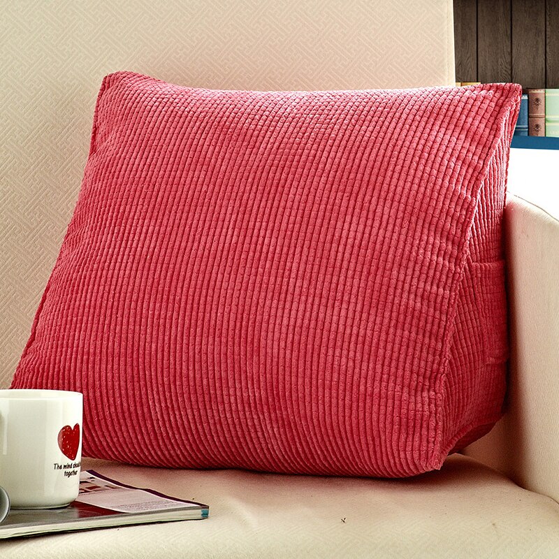 Sängläskudde mjuk trekantig stor ryggkudde för säng soffa bäddsoffa kudde tvättbar ryggstödskudde för säng: Rosa / 60 x 50 x 30cm