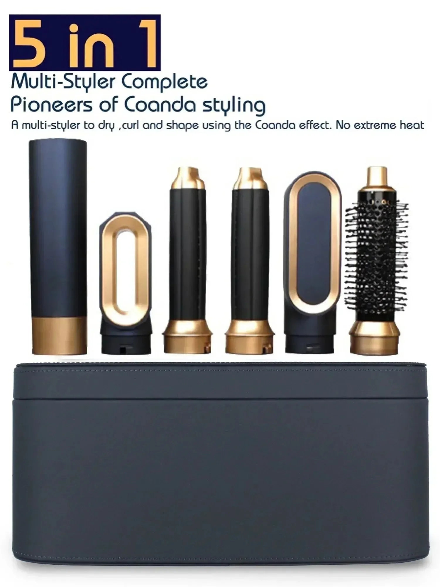 Hoge Snelheid 5 in 1 Föhn Multi Hair Styler Krultang Stijltang Haarborstel Professionele Föhn Geschenkdoos Styling tool: Deep Blue / EU