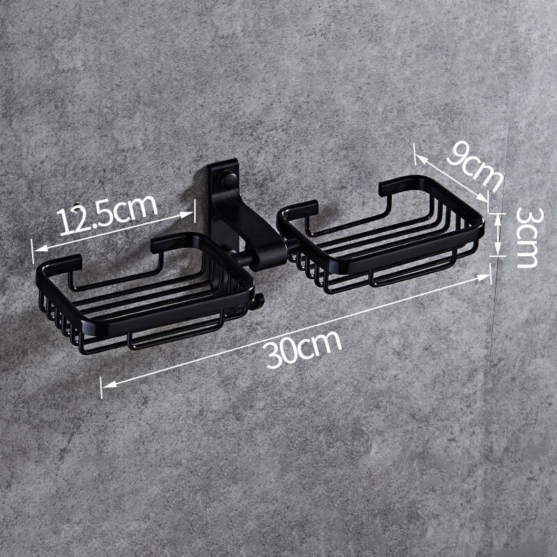 Väggmonterade tvålkoppar tvålhållare tvålkorg badrumstillbehör aluminium banheiro badbeslag  el0003: Dubbel b-svart
