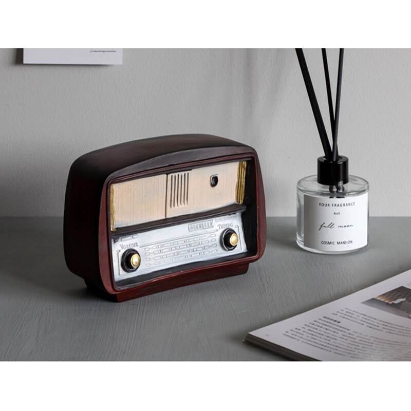 Europeisk stil harpiks radio modell retro nostalgisk ornamenter vintage radio håndverk bar innredning tilbehør antikk imitasjon