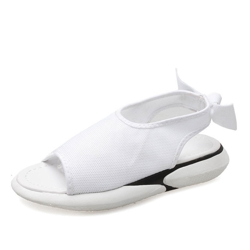 MCCKLE été femmes sandales plates Peep Toe maille tissu sandale noeud papillon femme chaussures plates sans lacet confort chaussures décontractées