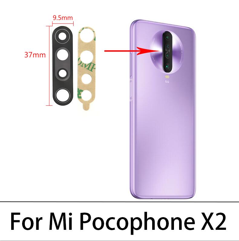 Voor Xiaomi Poco M3 X2 F2 Pro F3 Real Terug Camera Glazen Lens Met Lijm Lijm Zieker + Frame Houder voor Xiaomi Poco X3 Nfc F1: Poco X2