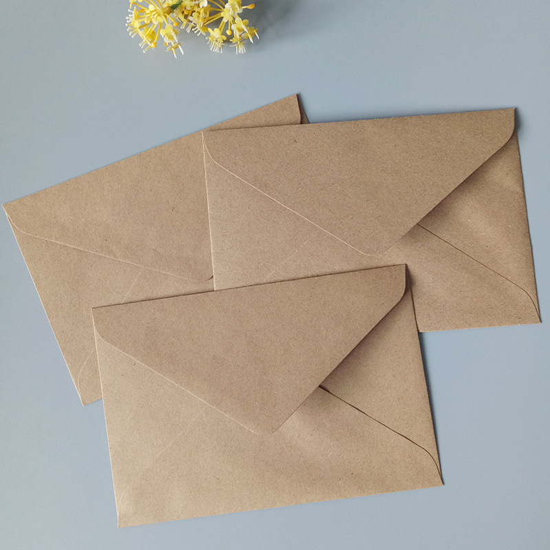 (100 Pieces/Lot) 16*11cm Simple Retro Kraft Paper Envelope White Paper Greeting Card Envelopes