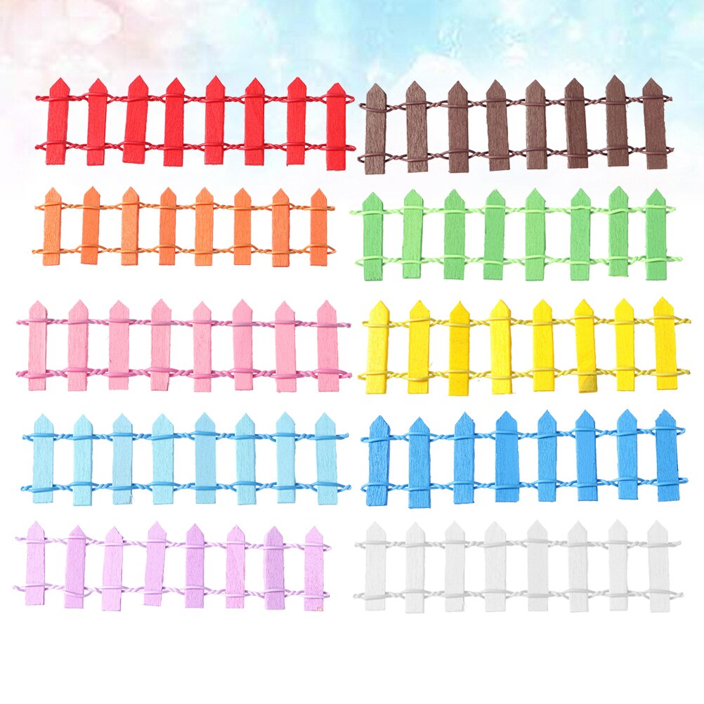 10pcs Mini Wood Micro Landscape Fence Miniature Fence DIY Mini House Fairy Garden Micro Plant Decoration Bonsai Ornament(Mixed: Default Title