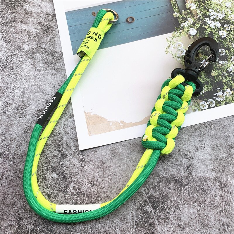 Landyard Mixed Color Phone Chain Nylon Strips Premium Hand Made Lanyard Personality Accessories Bag Strap Trousers Decoration: green yellow  50cm