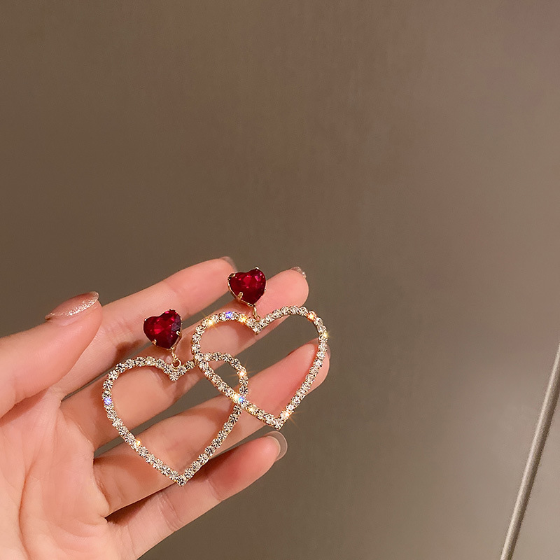 Brincos de gota bonitos em forma de coração feminino vintage moda verde e branco amor pendientes brincos para mulheres jóias presentes: Ouro escuro