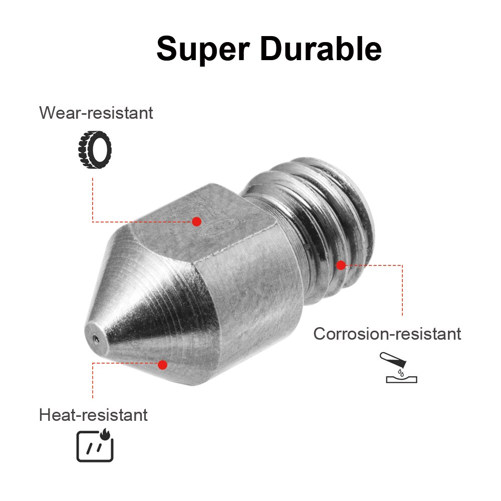 Creality 3D Printer Onderdelen 5 Stks/partij Tungsten 3D Printer Extruderspuitstuk Mix Grootte 0.2Mm 0.3 Mm 0.4Mm 0.5mm 0.6Mm