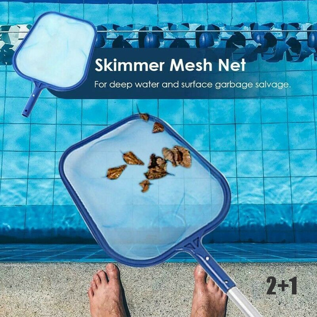 Swimming Pool Leaf Rake Mesh Skimmer Net with Adjustable Aluminum Telescopic Pole Swimming Pool Spa Cleaning Tool Set #30