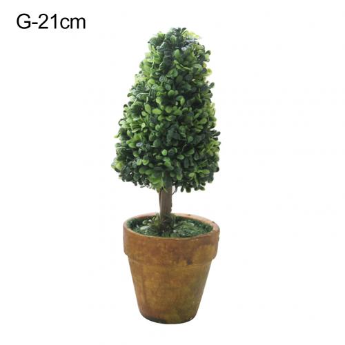 1Pc Heart Star Round Potted Artificial Plant Bonsai Small Tree Pot Plants Bonsai Plant Ornament Home Garden Wedding Party Decor: G Green