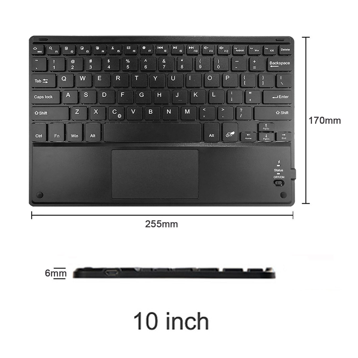 Mini składana klawiatura Bluetooth bezprzewodowa przenośna uniwersalna składana klawiatura z touchpadem dla Windows Android IOS Tablet iPad: 10inch with Touchpad