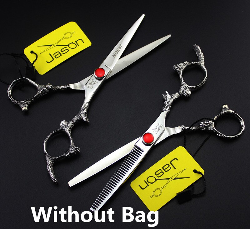 331# 6'' Brand Jason TOP Hairdressing Scissors 440C Dragon Handle Barbers Cutting Scissors Thinning Shears Hair Scissors: One Pair Without Bag