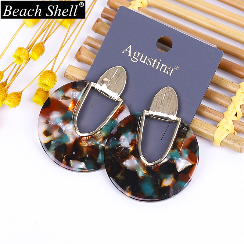 Acetate earrings acrylic bohemian resin jewelry statement geometric women korean dangle trendy summer gold cc: 1