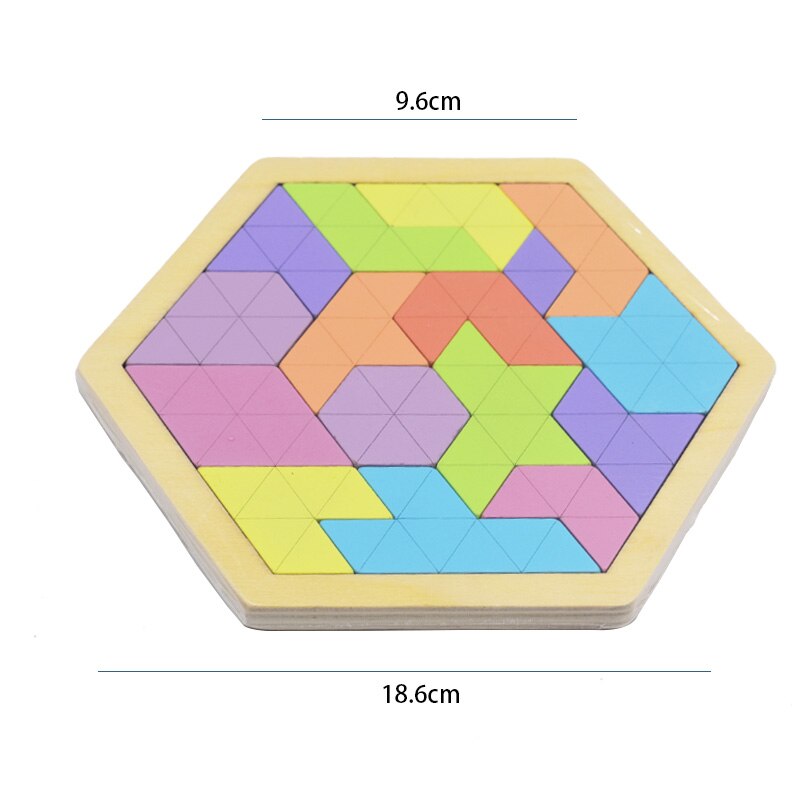 Wood Puzzles IQ Hexagon Puzzle Honeycomb Shape Tangram Board Toy Interesting Changeful Puzzle Toys for Children Adults Education: Gray