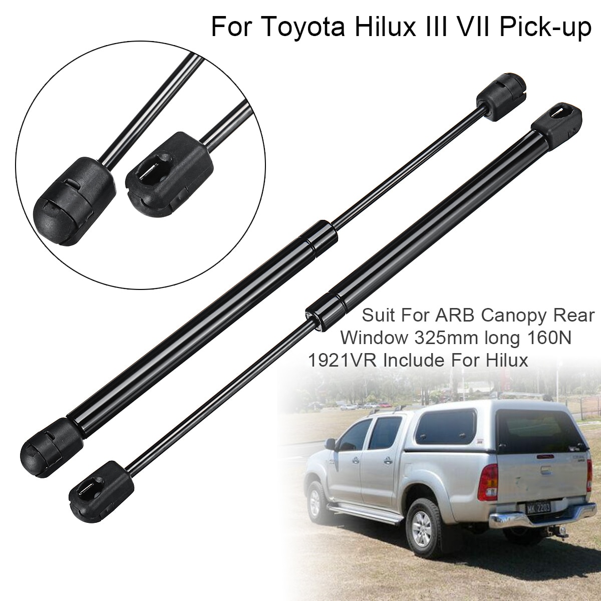 325mm Extended Gas Struts for Toyota Hilux III VII Pick-up Replacement for 1921VR ARB Canopy Rear Window Trunk