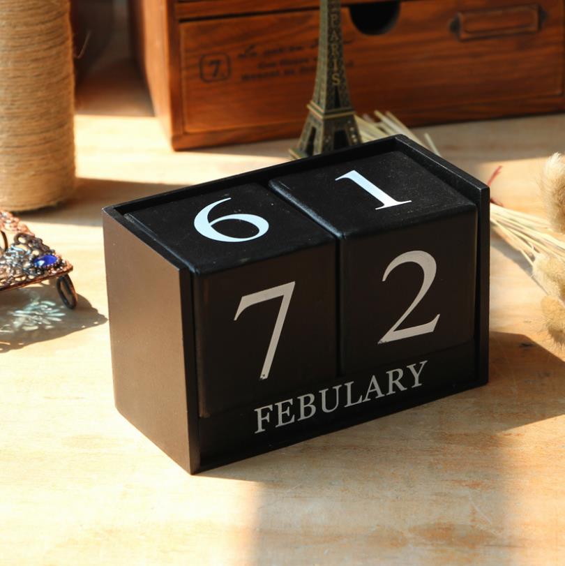 Kiefer Holz Moderne Stil 3D Würfel bilden Kalender DIY Kunst Handwerk Hause Dekoration Zubehör Für Büro Schule Schreibtisch: Schwarz