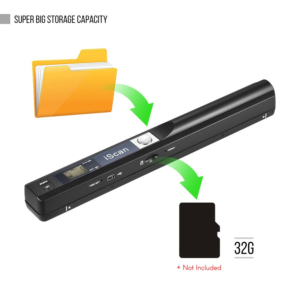 Draagbare Draadloze Document & Beelden Scanner Boek Scanner A4 Size 900Dpi Jpg/Pdf Formaat Lcd Display Voor Reciepts boeken