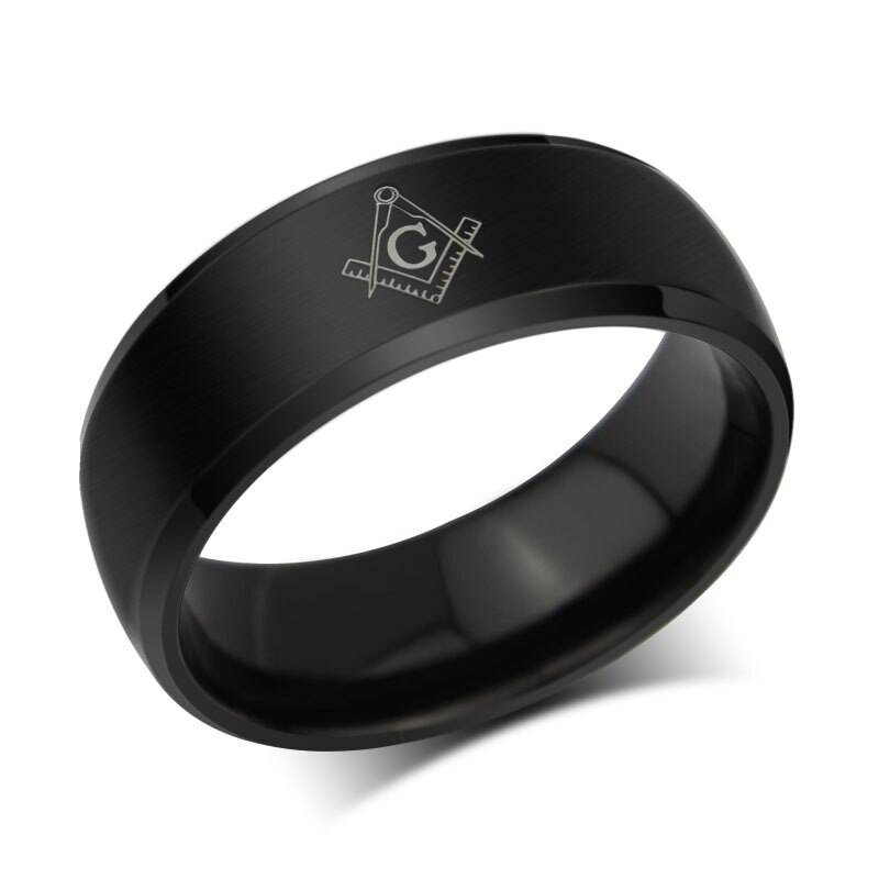 Anneaux maçonniques en titane pour hommes et femmes, bijoux en acier inoxydable, , directe,: 7 / Black
