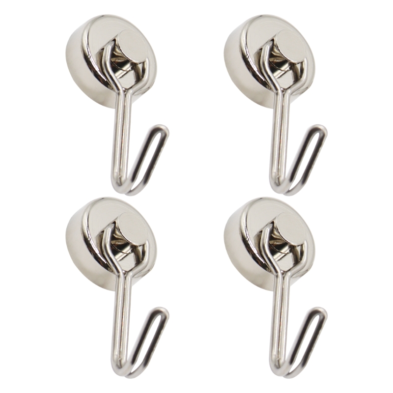 Metal Hanging Hooks 4 Pieces Magnetic Wreath Hangers Rotated Hooks for Home: Silver