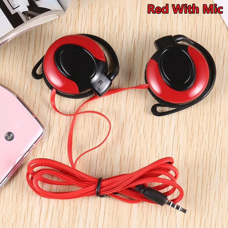Wired Headphones Stereo 3.5MM Ear Hook Music Game Earphone With Mic For Mobile Phone PC Laptop Mp3 Mp4 Wired Headset: WHITE