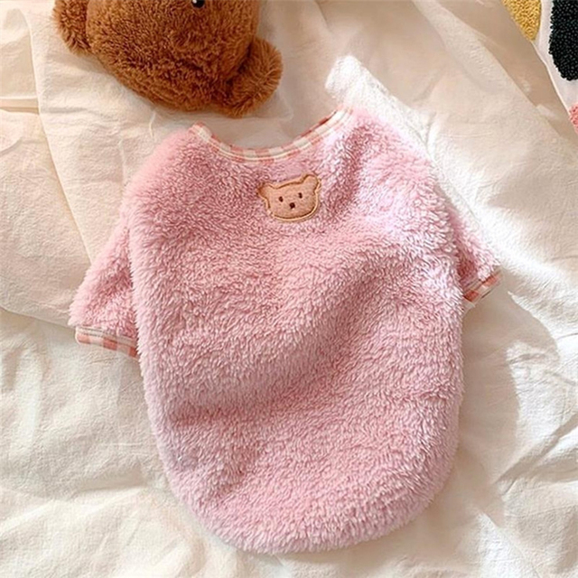 Fleece Dog Sweater Pet Autumn and Winter Clothes Bichon Schnauzer Warm Clothes Puppy Soft Winter Clothes Popular Dog Clothes: XXL / Pink
