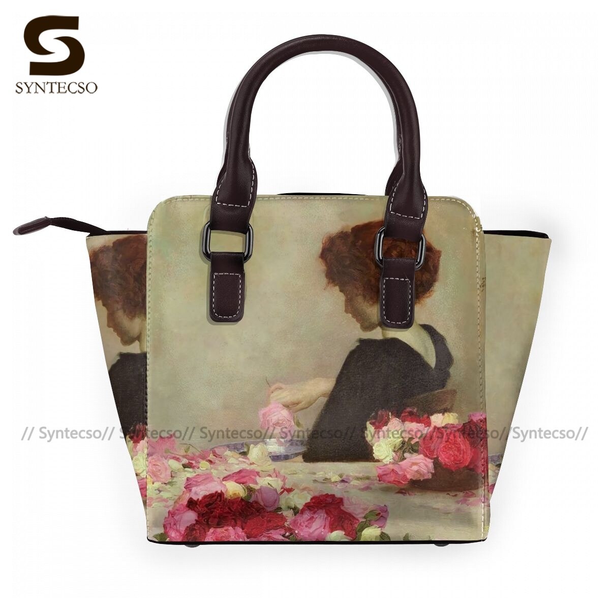 Sac à main en cuir Vintage pour femmes, sac à bandoulière Rose de bureau,