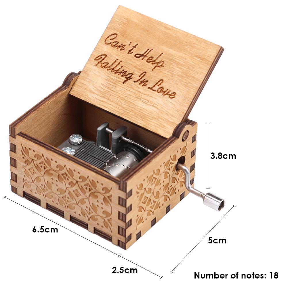 Handmade Wooden Carving Music Box Romantic Theme Birthday Party Decoration Hand Cranks Music Box Commemorative
