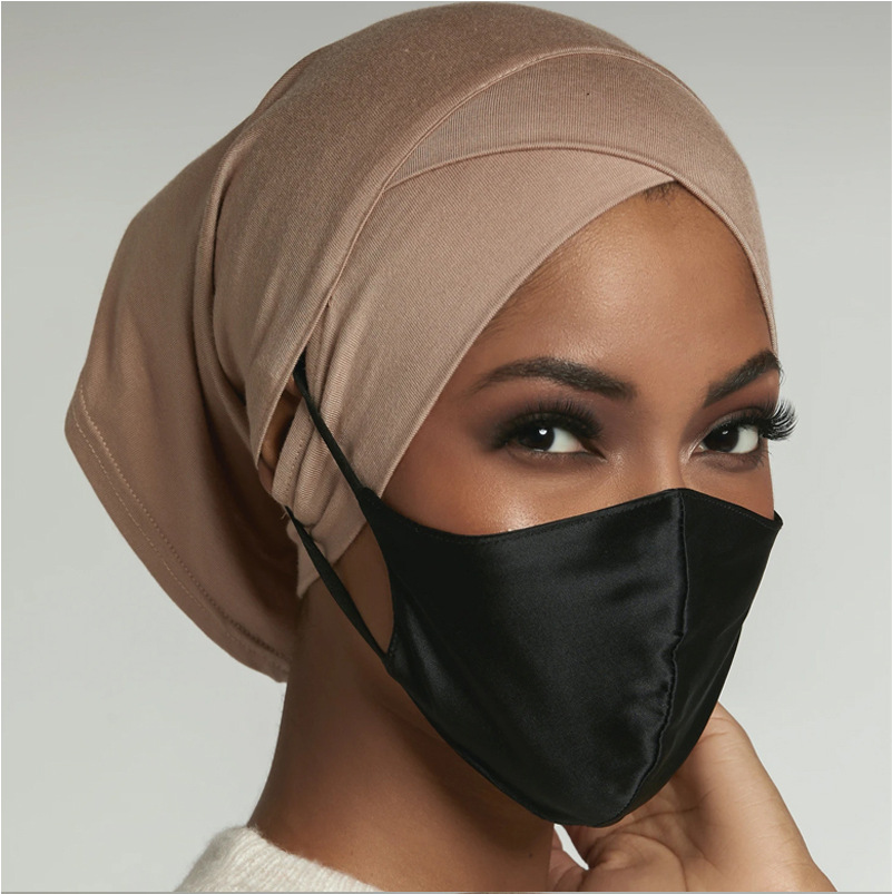 Turban torsadé intérieur Hijabs pour femmes musulmanes, couvre-chef croisé avec trous pour les oreilles, vêtements ethniques, casquette, masque, enveloppe de tête pour dames islamiques
