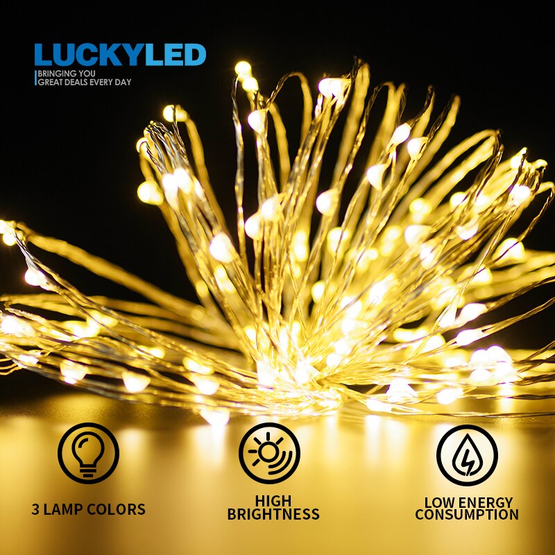 Led Outdoor String Fairy Light Waterproof AC85-265v 30M Silver Wire Light Party Wedding Decoration Led string light with EU Plug