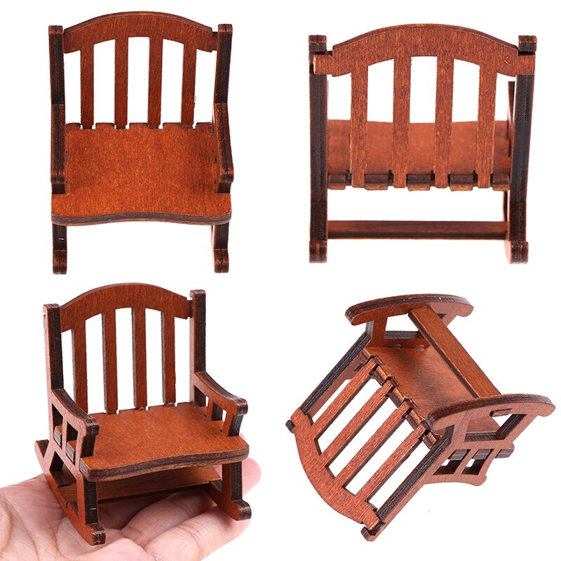 Odoria 1/12 Schaal Poppenhuis Miniatuur Schommelstoel Poppenhuis Meubels Accessoires, Rood
